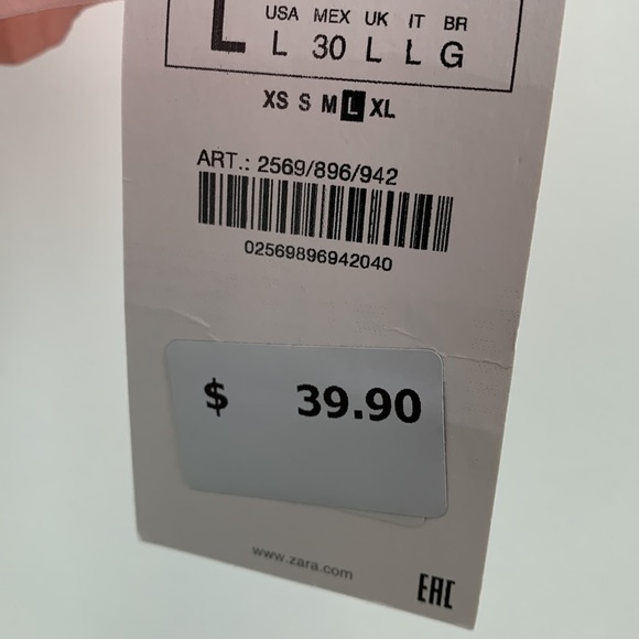 *NWT* Zara large flowy blouse long sleeve button-up pink v-neck embroidery pleat - Picture 7 of 7